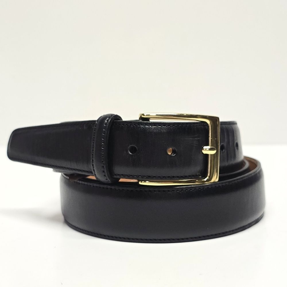 TRAFALGAR Black Leather Classic Dress Minimalist Belt Size 42